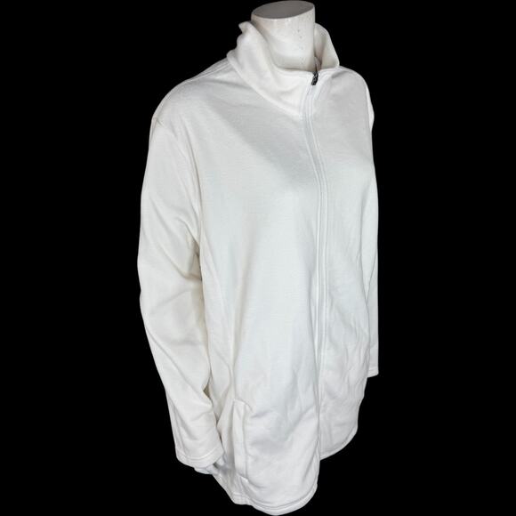 Lands' End Women’s Plus 3X Fleece Jacket Ivory White Full Zip NWOT Winter - Picture 8 of 16